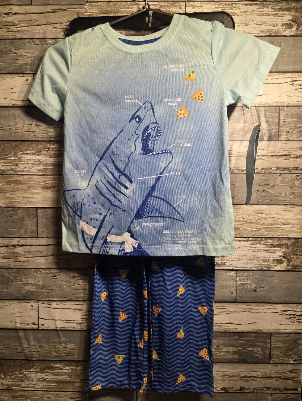 Cat & Jack Blue Shark and Pizza Short Sleeve Pajama Set